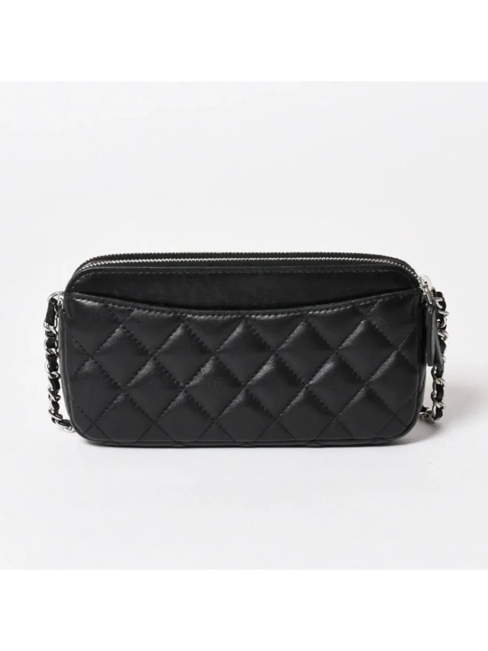 Chanel Chain Wallet on CC Logo Lambskin Black Silver Shoulder Bag